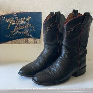 Tony Lama Black Label cowboy western boot El Paso vintage leather women 10 10.5.